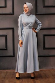 Grey Hijab Dress 7651GR - 2