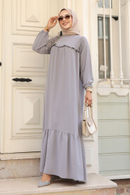Grey Hijab Dress 7681GR - 2