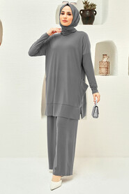 Grey Hijab Dual Suit Dress 50150GR - NEVA STYLE