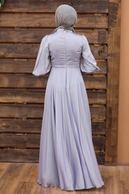 Modern Grey Islamic Bridesmaid Dress 21930GR - 5