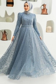  Luxury Grey Hijab Wedding Gown 22343GR - 1