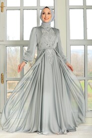  Luxury Grey Modest Evening Dress 3315GR - 1