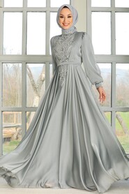  Luxury Grey Modest Evening Dress 3315GR - 2