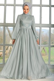 Grey Hijab Evening Dress 33190GR - 1