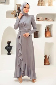  Modern Grey Muslim Evening Gown 3381GR - 1