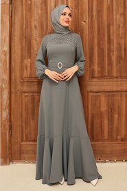  Luxury Grey Islamic Clothing Prom Dress 36030GR - 1