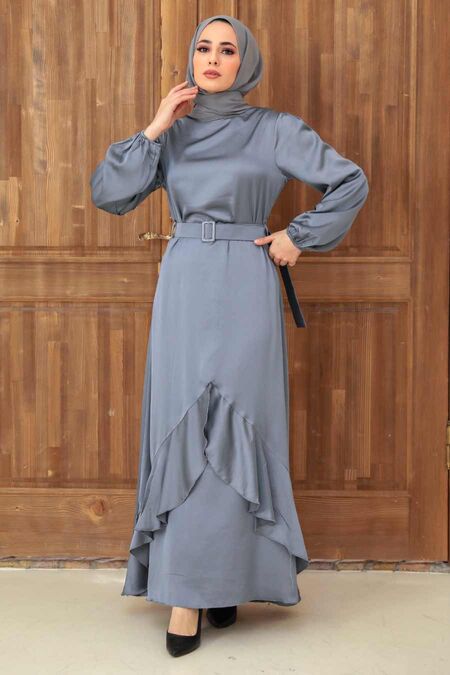  Elegant Grey Muslim Fashion Evening Dress 4566GR - NEVA STYLE