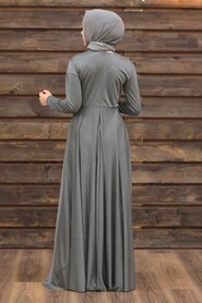  Plus Size Grey Islamic Evening Gown 50162GR - 2