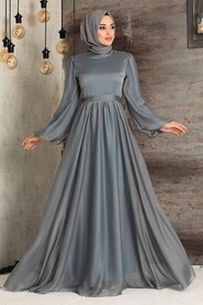  Elegant Grey Islamic Clothing Evening Gown 5215GR - 1