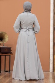  Modern Grey Islamic Clothing Wedding Dress 5339GR - 5