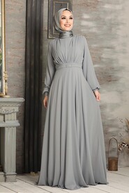  Plus Size Grey Islamic Clothing Evening Dress 5422GR 