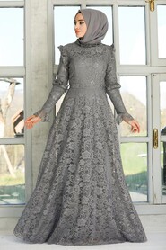 Grey Hijab Evening Dress 54750GR - 2