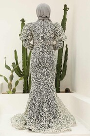  Stylish Grey Islamic Long Sleeve Maxi Dress 865GR - 3