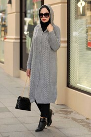 Grey Hijab Knitwear Cardigan 41203GR - 1