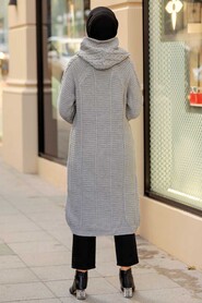 Grey Hijab Knitwear Cardigan 41203GR - 2