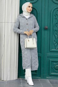Grey Hijab Knitwear Cardigan 70201GR - 2
