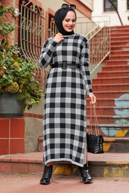 Grey Hijab Knitwear Dress 3048GR - 1