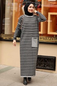 Grey Hijab Knitwear Dress 33371GR - 1
