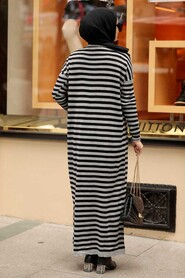 Grey Hijab Knitwear Dress 33371GR - 3