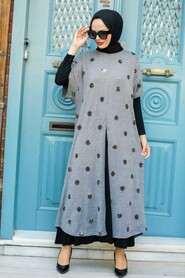 Grey Hijab Knitwear Suit Dress 30660GR - 1