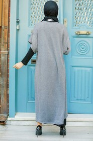 Grey Hijab Knitwear Suit Dress 30660GR - 3