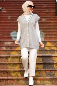 Grey Hijab Knitwear Waistcoat 2492GR - 1