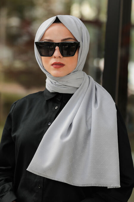 Grey Hijab Shawl 7530GR - NEVA STYLE