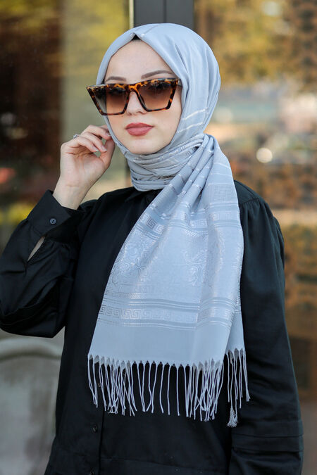 Grey Hijab Shawl 7545GR - NEVA STYLE