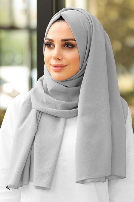 Grey Hijab Shawl 7550GR - NEVA STYLE