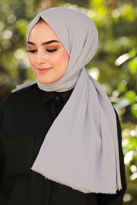 Grey Hijab Shawl 7571GR - NEVA STYLE