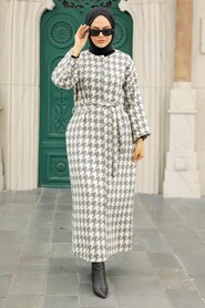 Grey Hijab Stamp Coat 5663GR - 2