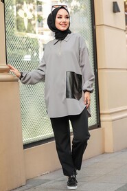 Grey Hijab Suit 1301GR - 2
