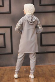 Grey Hijab Suit Dress 11370GR - 2