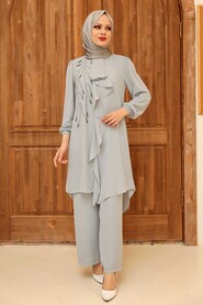 Grey Hijab Suit Dress 12510GR - 1