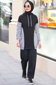 Grey Hijab Suit Dress 1556GR - 1