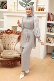 Grey Hijab Suit Dress 4837GR - 2