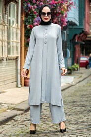 Grey Hijab Suit Dress 51901GR - 2