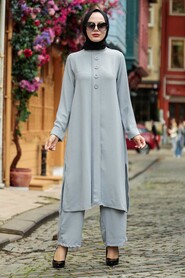 Grey Hijab Suit Dress 51901GR - 1