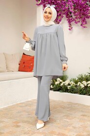 Grey Hijab Suit Dress 56835GR - 1