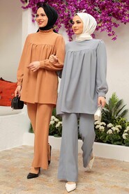 Grey Hijab Suit Dress 56835GR - 4