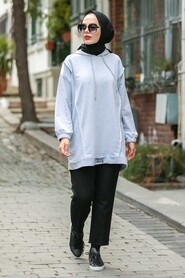Grey Hijab Sweatshirt 2395GR - 1