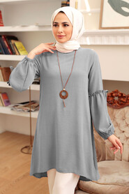 Grey Hijab Tunic 40661GR - NEVA STYLE