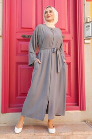 Grey Hijab Turkish Abaya 544GR - 1