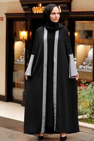 Grey Hijab Abaya 55510GR - 1