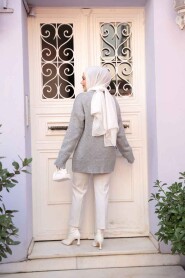 Grey Modest Knit Sweater Tunic 55551GR - 3
