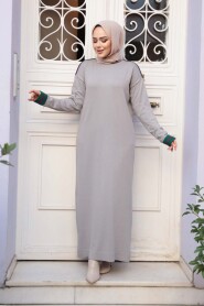 Grey Mercerized Knit Modest Dress 36291GR - 1