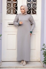 Grey Mercerized Knit Modest Dress 36291GR - 3