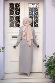 Grey Mercerized Knit Modest Dress 36291GR - 4