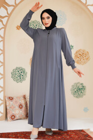 Grey Modest Abaya 45294GR - 3