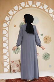 Grey Modest Abaya 45294GR - 4